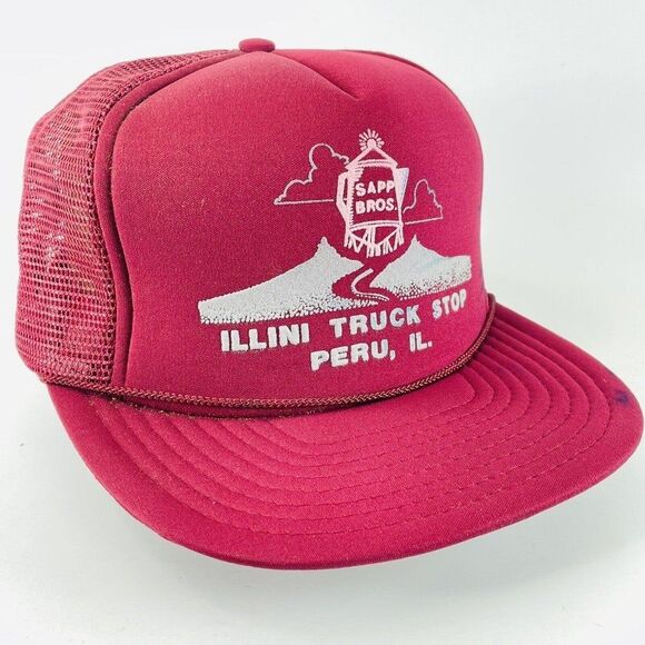 Sapp Bros Illini Truck Stop Peru IL Mesh Snapback Trucker Hat Cap VTG - Picture 3 of 10